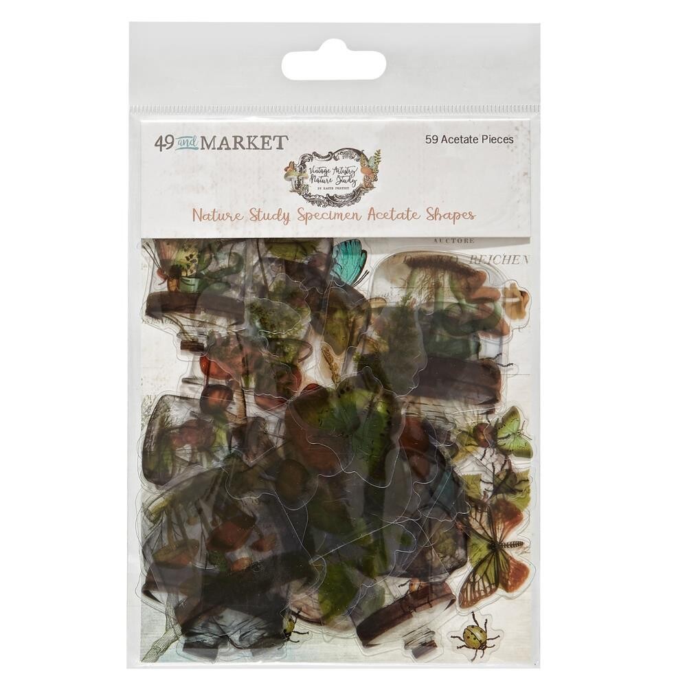 49 &amp; Market - Vintage Artistry - Nature Study Collection - Specimen Acetate Shapes - NS23220 - 59 pcs
