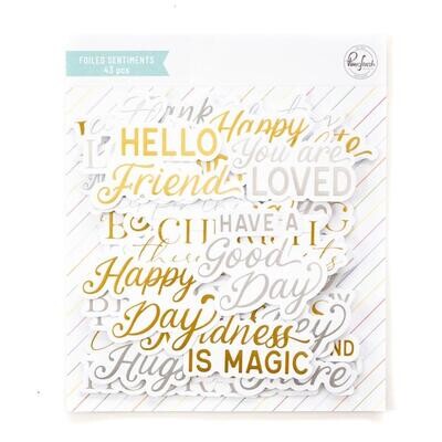 PinkFresh Studio - Die Cuts - Foiled - Sentiments 5 - 191123 - 43 pcs