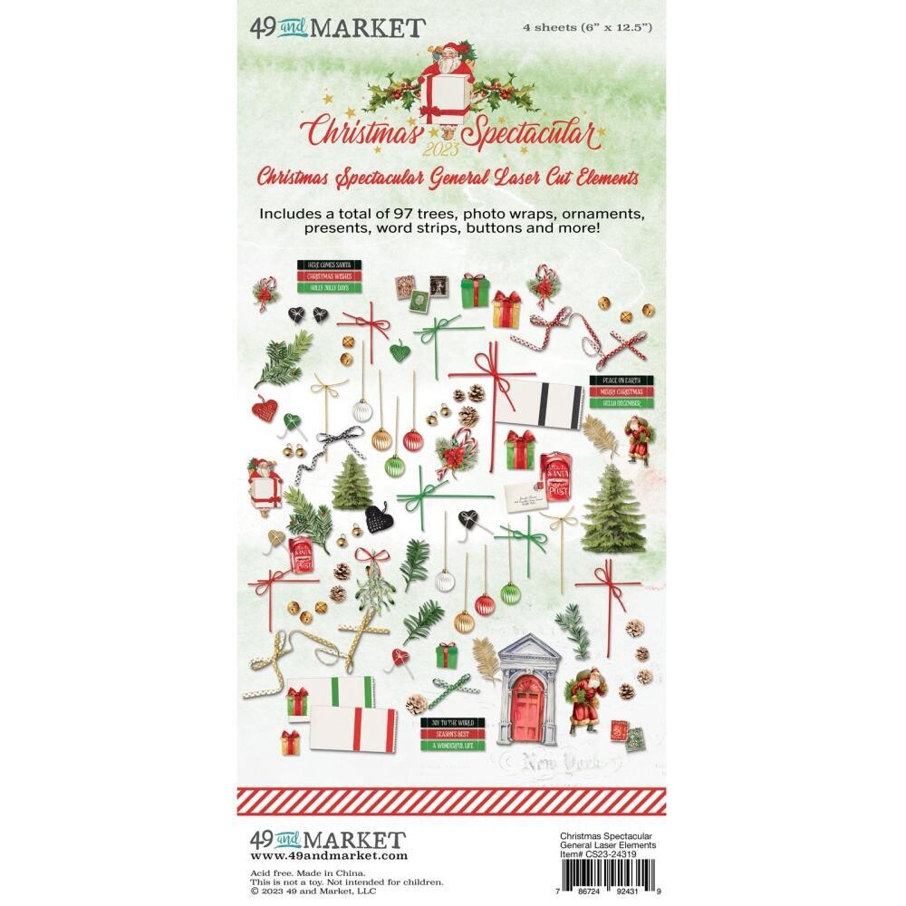 49 &amp; Market - Christmas Spectacular Collection - Laser Die Cuts - Elements - CS23-24319 - 97 pcs