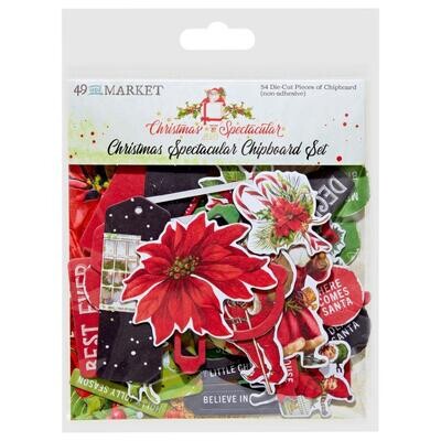 49 &amp; Market - Christmas Spectacular Collection - Chipboard Set - CS23-24425 - 54 pcs