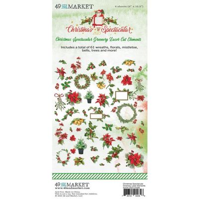 49 &amp; Market - Christmas Spectacular Collection - Laser Die Cuts - Greenery - CS23-24326 - 61 pcs