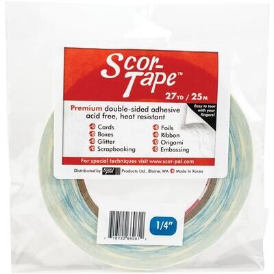 Scor-Pal - Double Sided Tape - 1/4" x 27yds (6.3mm x 24.6mtrs) - SP202