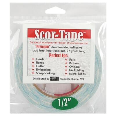 Scor-Pal - Double Sided Tape - 1/2" x 27yds (12.7mm x 24.6mtrs) - SP203