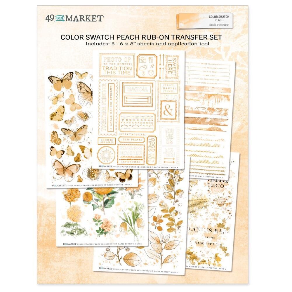 49 &amp; Market - Colour Swatch - Peach Collection - Rub On Transfers -  6" x 8" - CSP24883 - 6 sheets