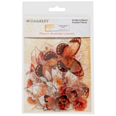 49 &amp; Market - Colour Swatch - Peach Collection - Acetate Leaves - CSP24968- 54 pcs