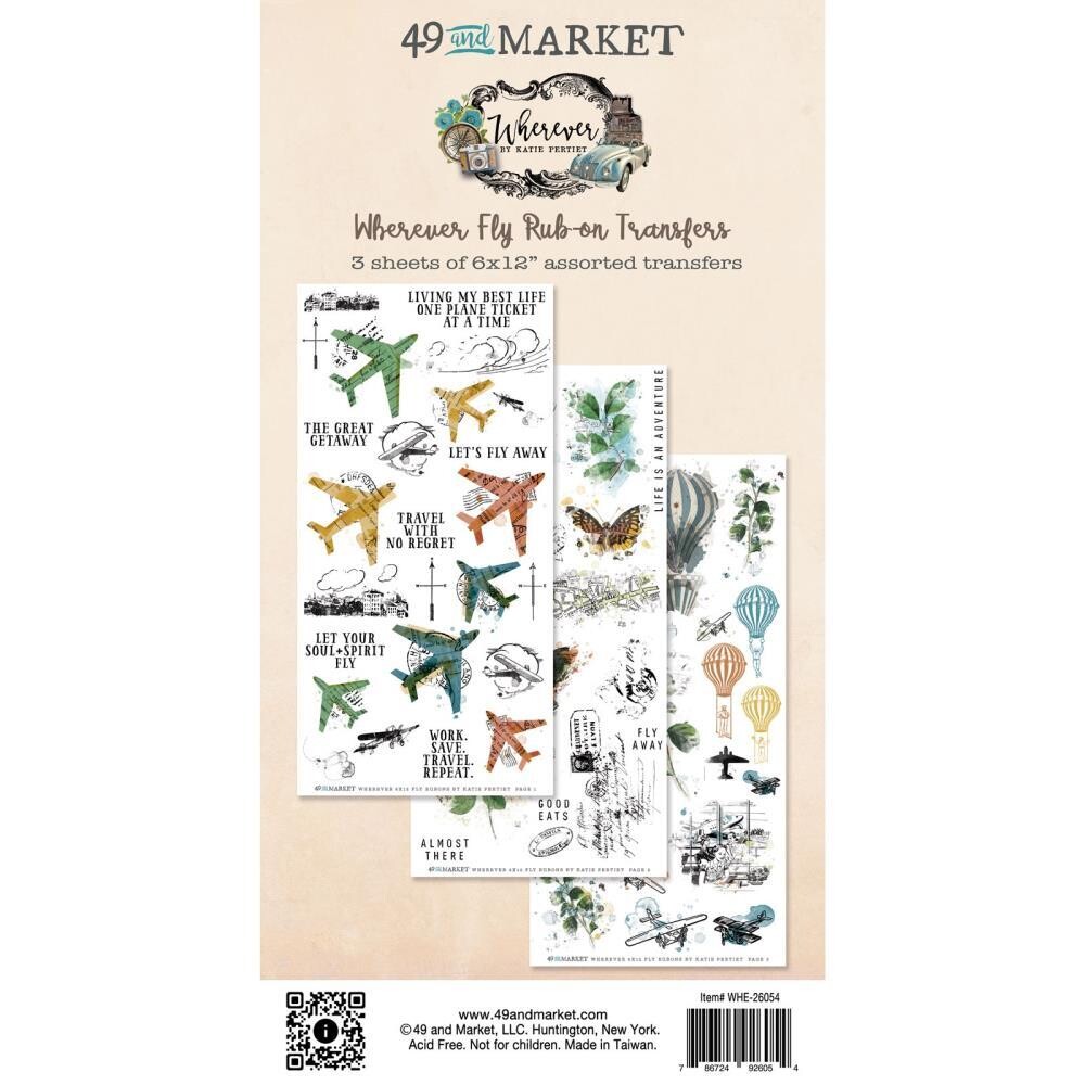 49 &amp; Market - Wherever Collection - Rub Ons - Fly - 6" x 12" - WHE26054 - 3 sheets