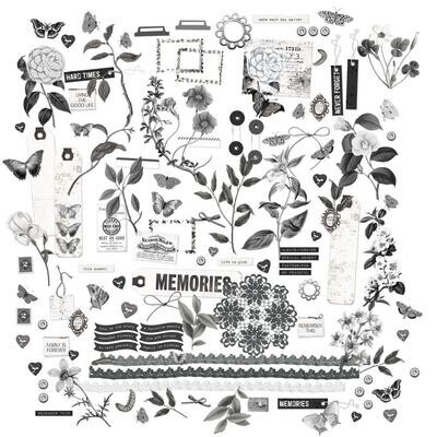 49 &amp; Market - Colour Swatch Collection - Charcoal - Laser Cut Outs - Elements - CCS27464