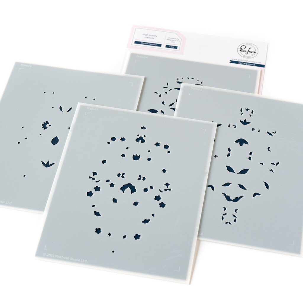 PinkFresh Studio - Pure Joy Collection - Garden Tapestry - Layered Stencil - 4.5" x 5.5" - 4 pcs - 238524