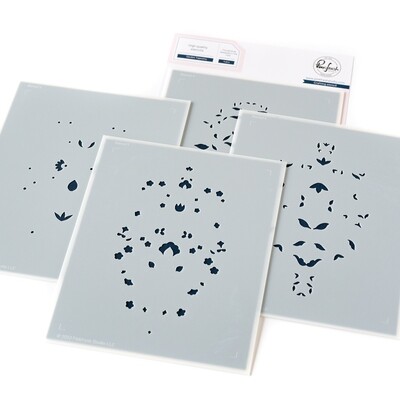 PinkFresh Studio - Pure Joy Collection - Garden Tapestry - Layered Stencil - 4.5" x 5.5" - 4 pcs - 238524