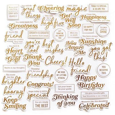 PinkFresh Studio - Die Cuts - Foiled -  Sentiments 3 - 154822 - 39 pcs