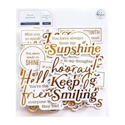PinkFresh Studio - Die Cuts - Foiled -  Sentiments 3 - 154822 - 39 pcs