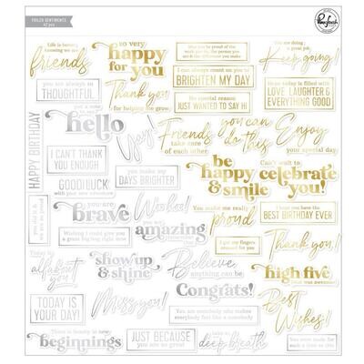 PinkFresh Studio - Die Cuts - Foiled Sentiments - 143122 - 42 pcs