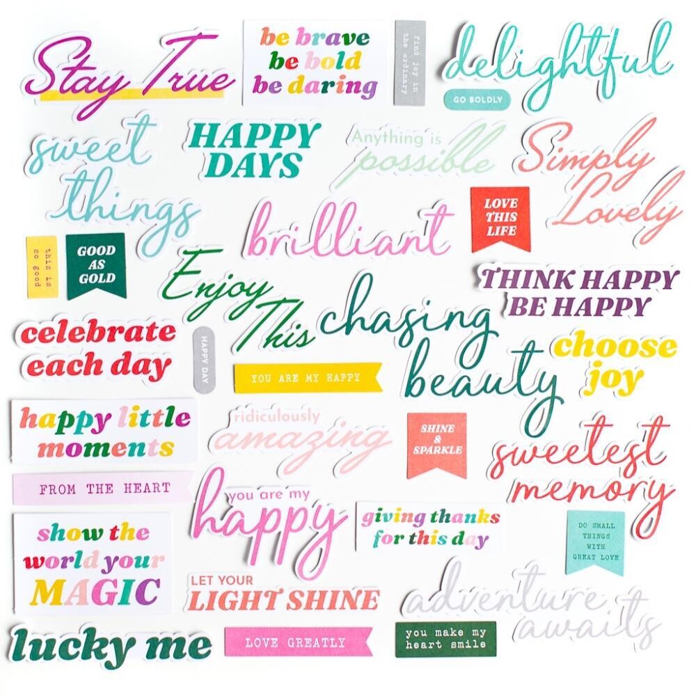 PinkFresh Studio - Delightful Collection - Die Cuts - Sentiments - 159322- 34 pcs