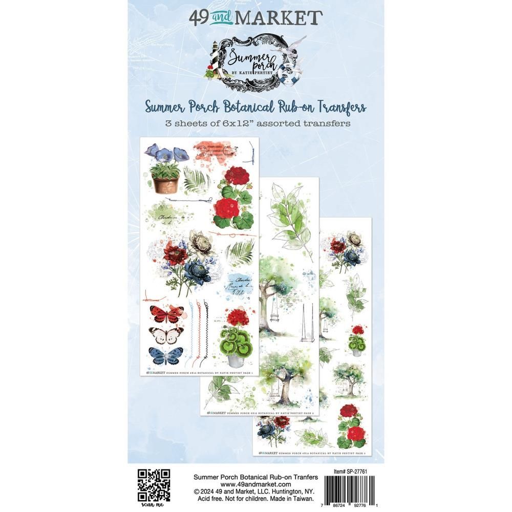 49 &amp; Market - Summer Porch Collection - Rub Ons - Botanical - 6" x 12" - SP27761