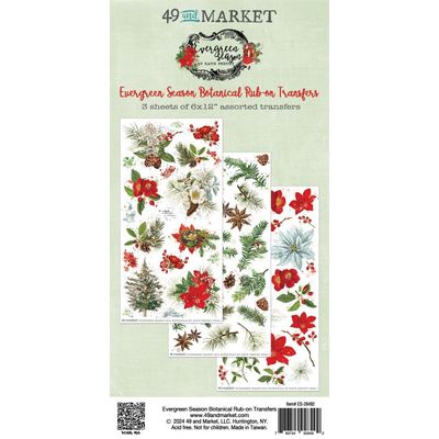 49 &amp; Market - Evergreen Season Collection - Rub Ons - Botanicals - 6" x 12" - ES28492