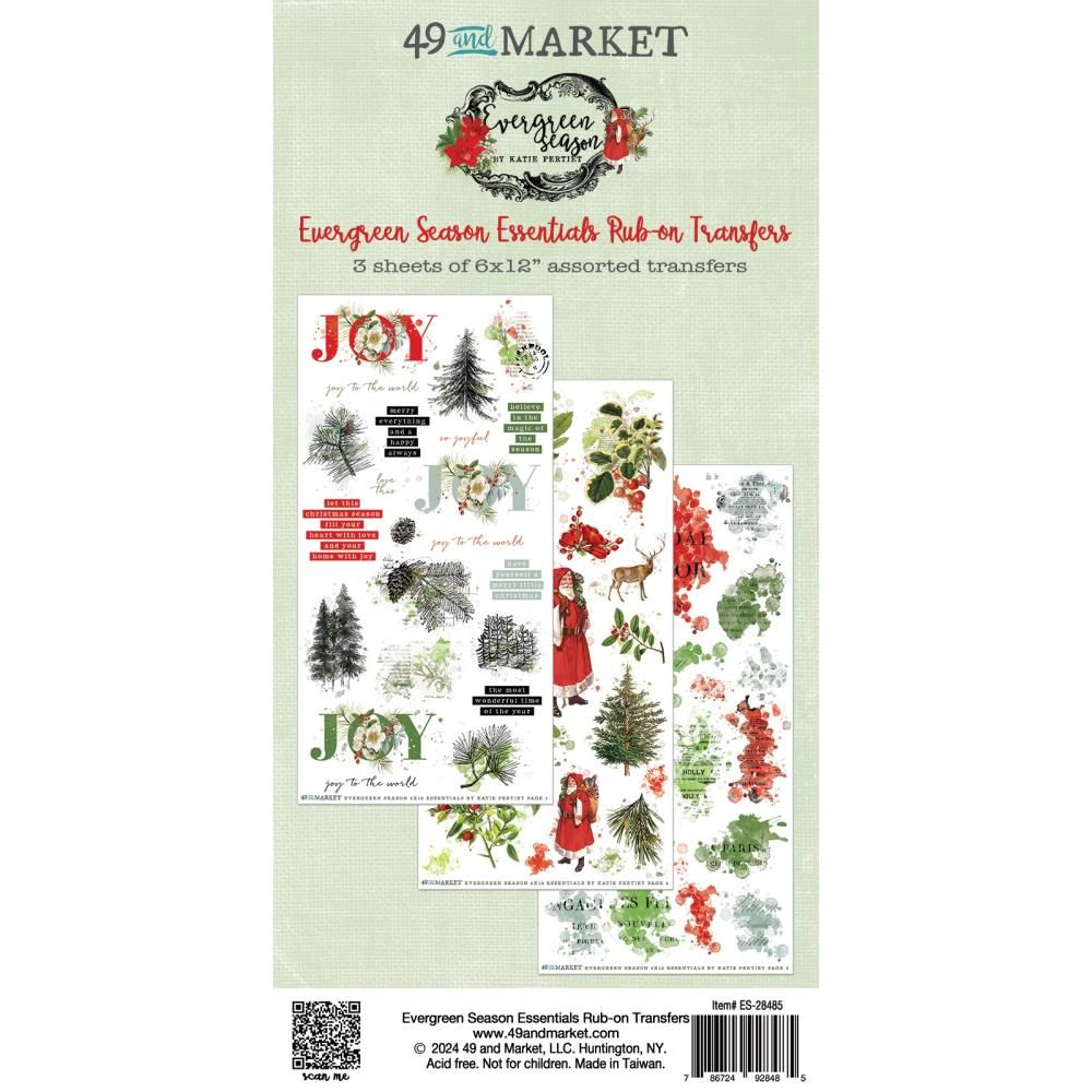 49 &amp; Market - Evergreen Season Collection - Rub Ons - Essentials - 6" x 12" - ES28485