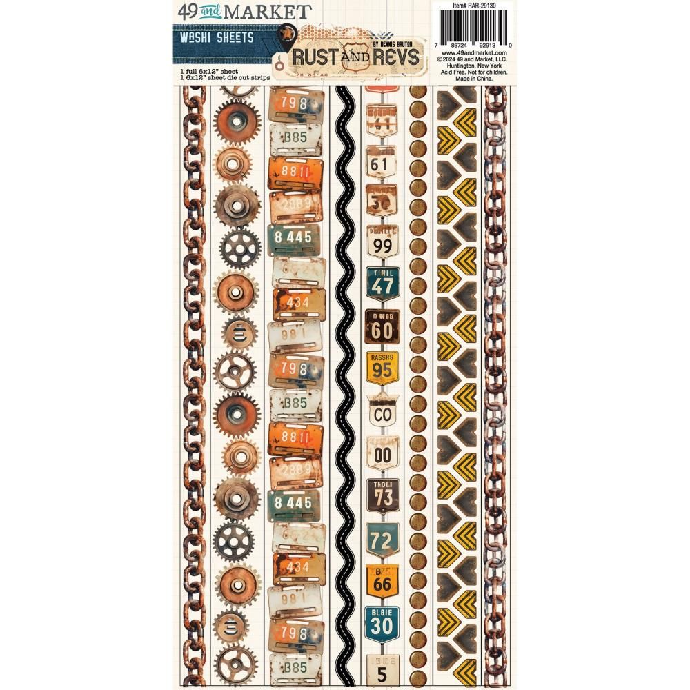 49 &amp; Market - Rust &amp; Revs Collection - Washi Sheets -RAR29130 - 2sheets