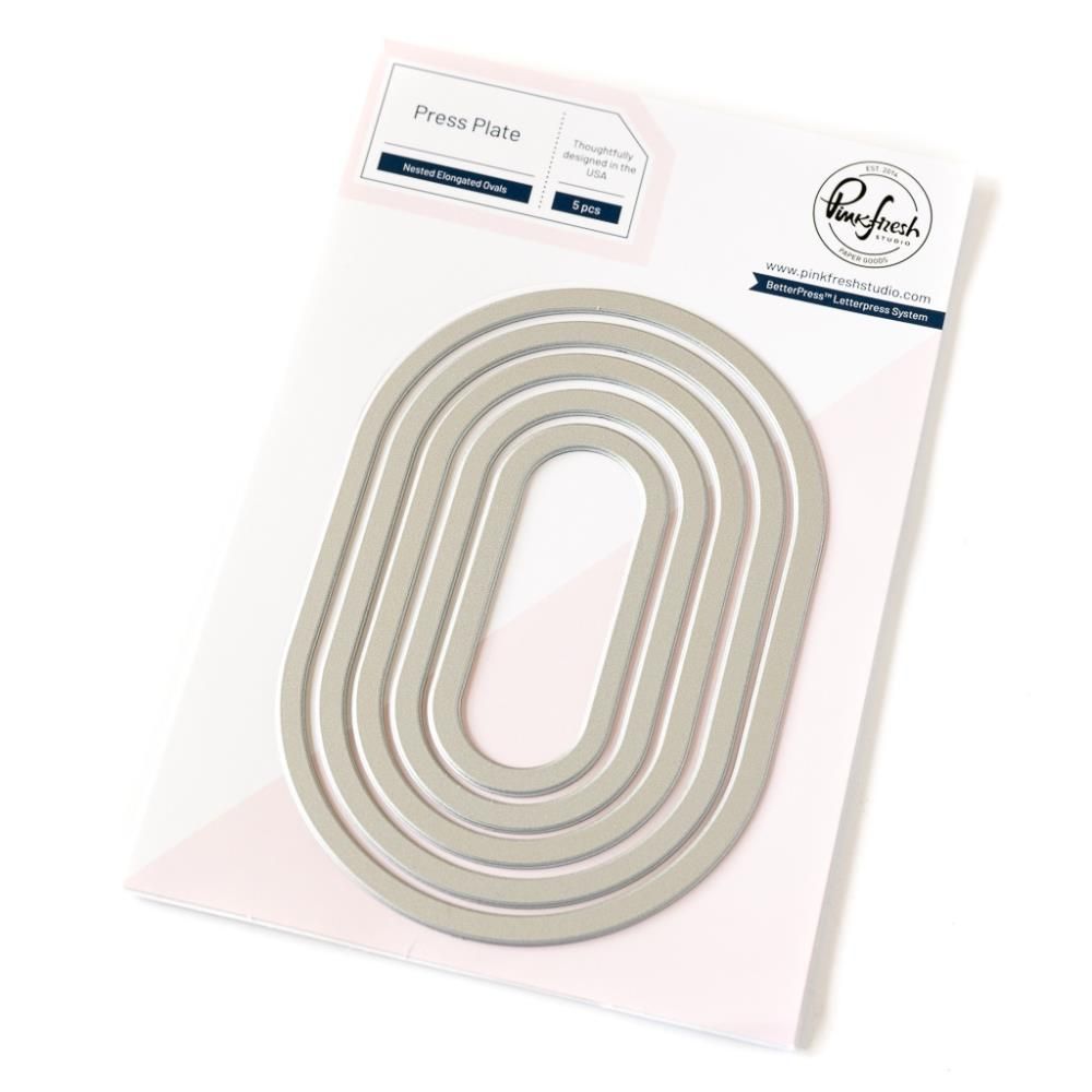 PinkFresh Studio - Here For You Collection - Nested Elongated Ovals - Press Plate - PF164ES - 5 pcs
