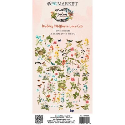 49 &amp; Market - Birdsong Collection - Laser Die Cuts - Wildflowers - BSK29529 - 80 pcs