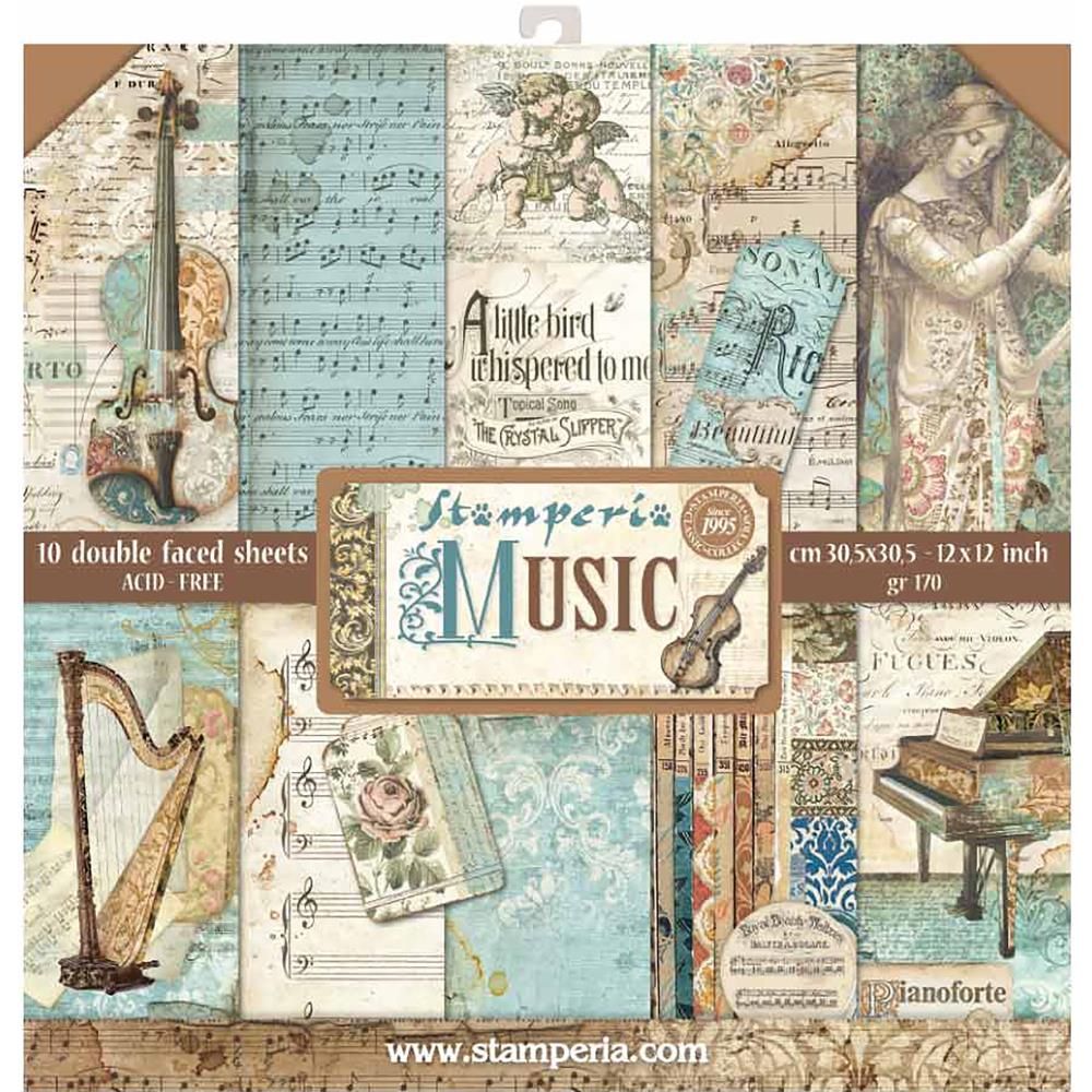 Stamperia - Music Collection - 12 x 12 paper Pack - SBBL48 - 10 Sheets