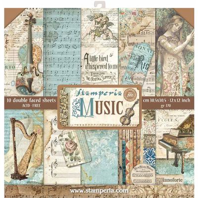 Stamperia - Music Collection - 12 x 12 paper Pack - SBBL48 - 10 Sheets