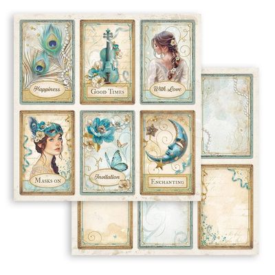 Stamperia - Romantic Series  -Masquerade Collection - Single Sheet - 6 Cards - 12 x 12 - SBB1045