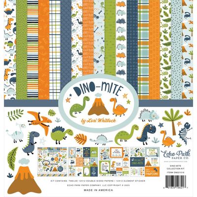 Echo Park - Dino-Mite Collection - 12 x 12 Paper Pack - DM321016 - 12 Sheets plus cardstock stickers