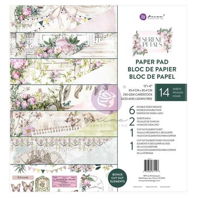 Prima Marketing - Serene Petals Collection - 12 x 12 Paper Pad - 671198 - 14 sheets