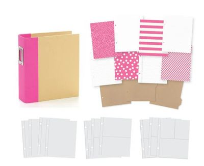 Simple Stories - Sn@p Binder - Pink - D Ring - 6" x 8" - 10732 - 12 sheets plus album