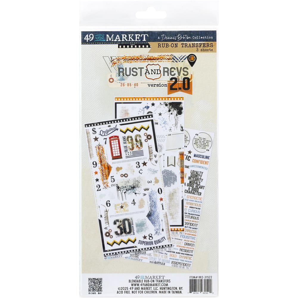 49 &amp; Market - Rust &amp; Revs 2.0 Collection - Rub Ons - Blendables - 6" x 12" - RR2-31522