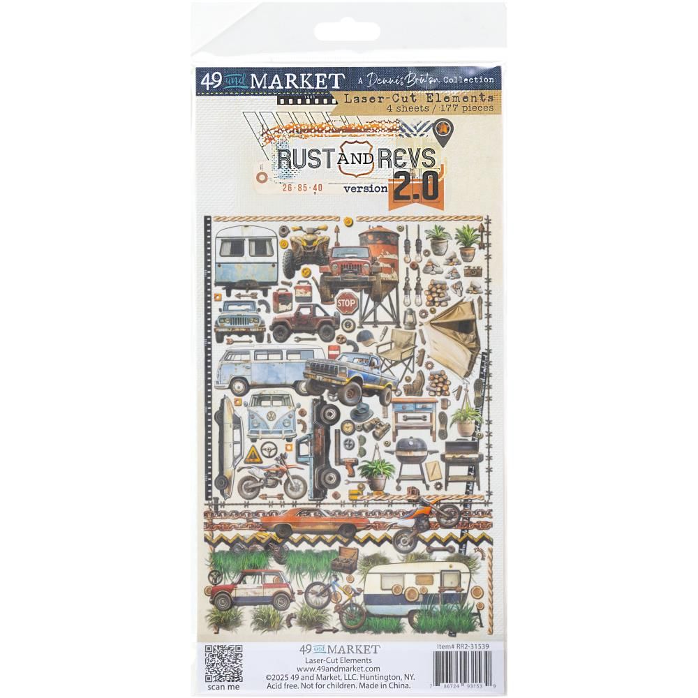 49 &amp; Market - Rust &amp; Revs 2.0 Collection - Laser Die Cuts - Elements - 6" x 12" - RR2-31539