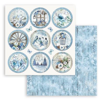 Stamperia - Blue Land Collection - Blue Land Rounds - 12 x 12 Single Sheet - SBB940
