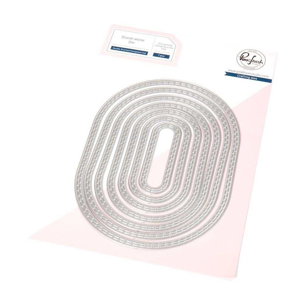 PinkFresh Studio - Essentials Collection - Die Set - Double Stitched Elongated Ovals - PF183ES - 7 pcs