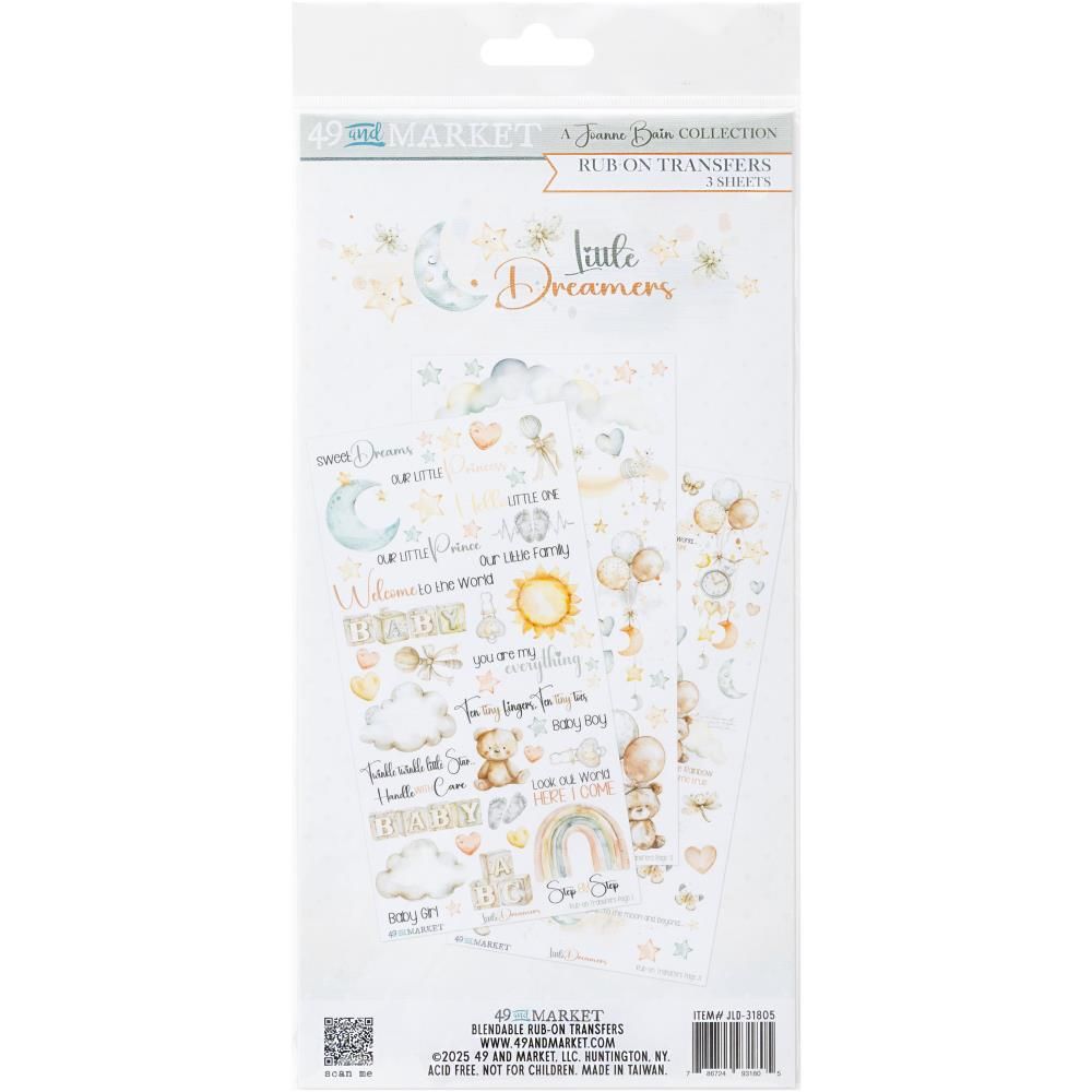 49 &amp; Market - Little Dreamer Collection - Rub Ons - 6" x 12" - JLD31805 - 3 Sheets