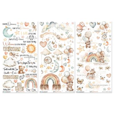 49 &amp; Market - Little Dreamer Collection - Rub Ons - 6" x 12" - JLD31805 - 3 Sheets