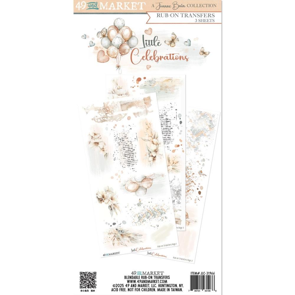 49 &amp; Market - Little Celebrations Collection - Rub Ons - 6" x 12" - JLC31966 - 3 sheets