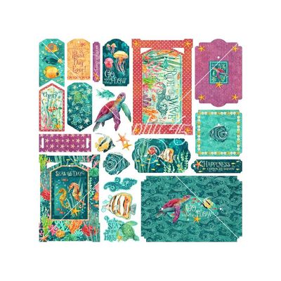 Graphic 45 - Seas The Day Collection - Tag &amp; Frames Set - Chipboard - 4503026 -30 pcs