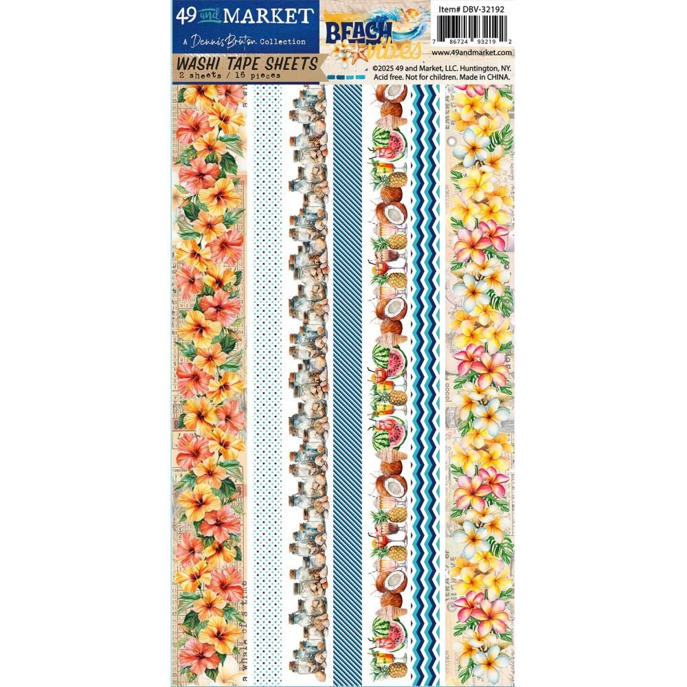 49 &amp; Market - Beach Vibes Collection - Fabric Tape Set - DBV32192 - 12 Strips - 6" x 12"