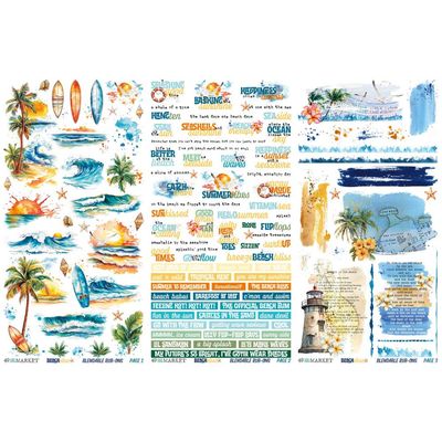 49 &amp; Market - Beach Vibes Collection - Rub Ons - 6" x 12" - JDBV32154 - 3 Sheets