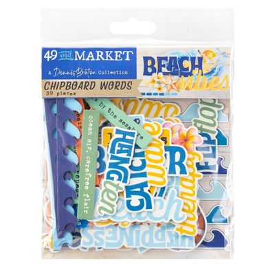 49 &amp; Market - Beach Vibes Collection - Chipboard Set - DBV32185 -39 pcs