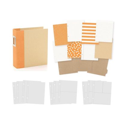 Simple Stories - Sn@p Binder - Orange - D Ring - 6" x 8" - 10784 - 12 sheets plus album