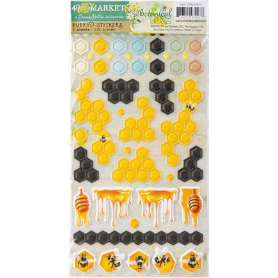 49 &amp; Market - Botanical Buzz Collection - Puffy Stickers - 6" x 12" - DBB32437- 131pcs