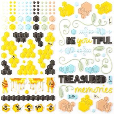 49 &amp; Market - Botanical Buzz Collection - Puffy Stickers - 6" x 12" - DBB32437- 131pcs