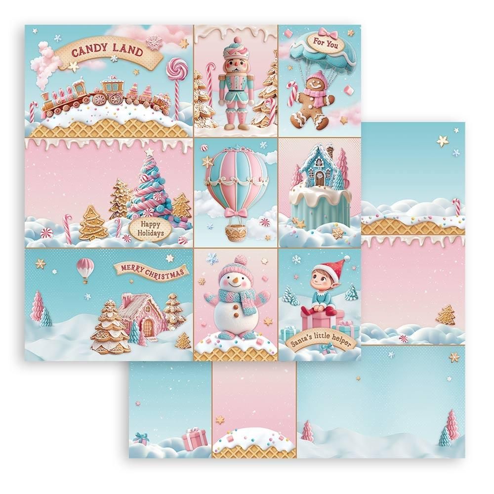 Stamperia - Romantic Series - Candy Christmas Collection - 12 x 12 Single Sheet - Cards - SBB1083