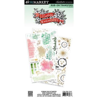 49 &amp; Market - Mistletoe &amp; Memories Collection - Rub Ons - Blendables - 6" x 12" - VBM32666 - 3 Sheets