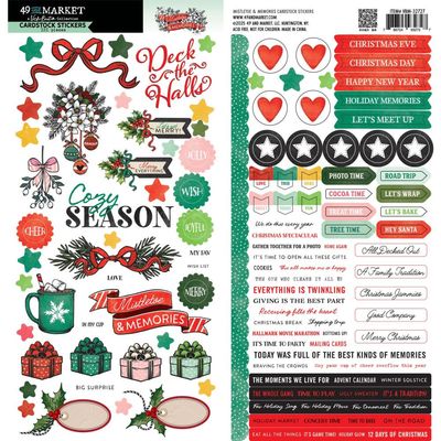 49 &amp; Market - Mistletoe &amp; Memories Collection - Memory Stickers - Self Adhesive - 12" x 6" - VBM32727 - 121 pcs