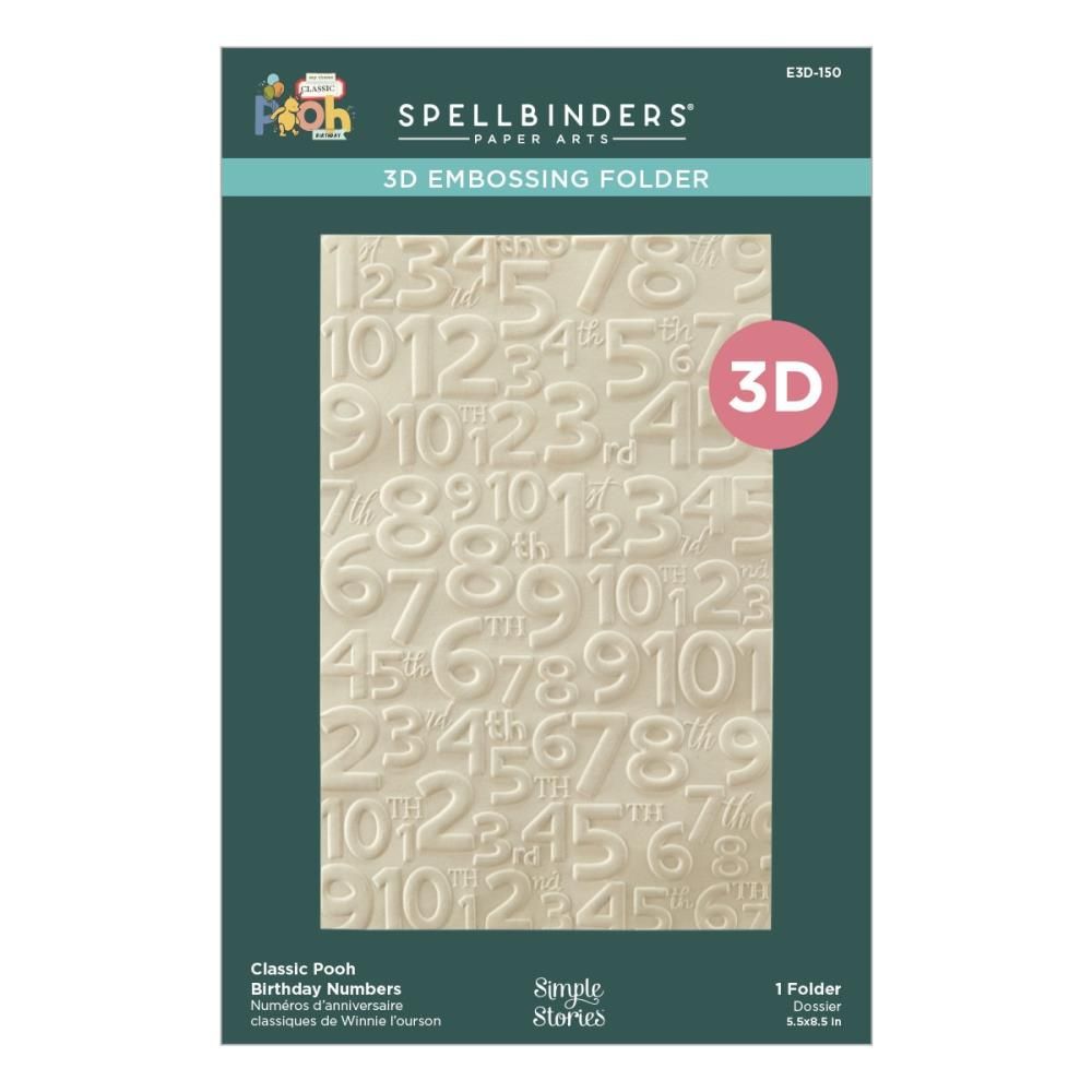 Spellbinders Paper Arts - 3D Embossing Folder - By Simple Stories - Classic Pooh Birthday Collection - Birthday Numbers - E3D-150