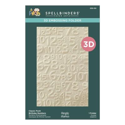 Spellbinders Paper Arts - 3D Embossing Folder - By Simple Stories - Classic Pooh Birthday Collection - Birthday Numbers - E3D-150