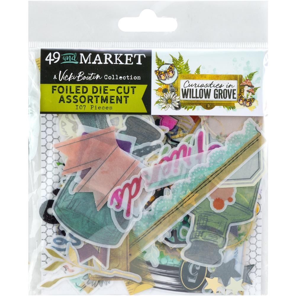 49 &amp; Market - Curiosities In Willow Grove Collection - Die Cuts - Foiled - VBWG33694 - 107 pcs