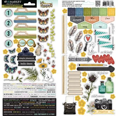 49 &amp; Market - Curiosities In Willow Grove Collection - Memory Stickers - Self Adhesive - 12" x 6" - VBWG33700 - 177 pcs